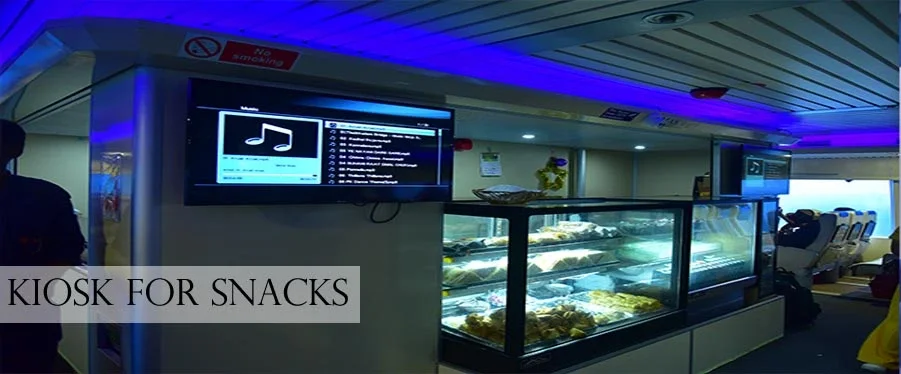 Snack kiosk inside a Makruzz ferry