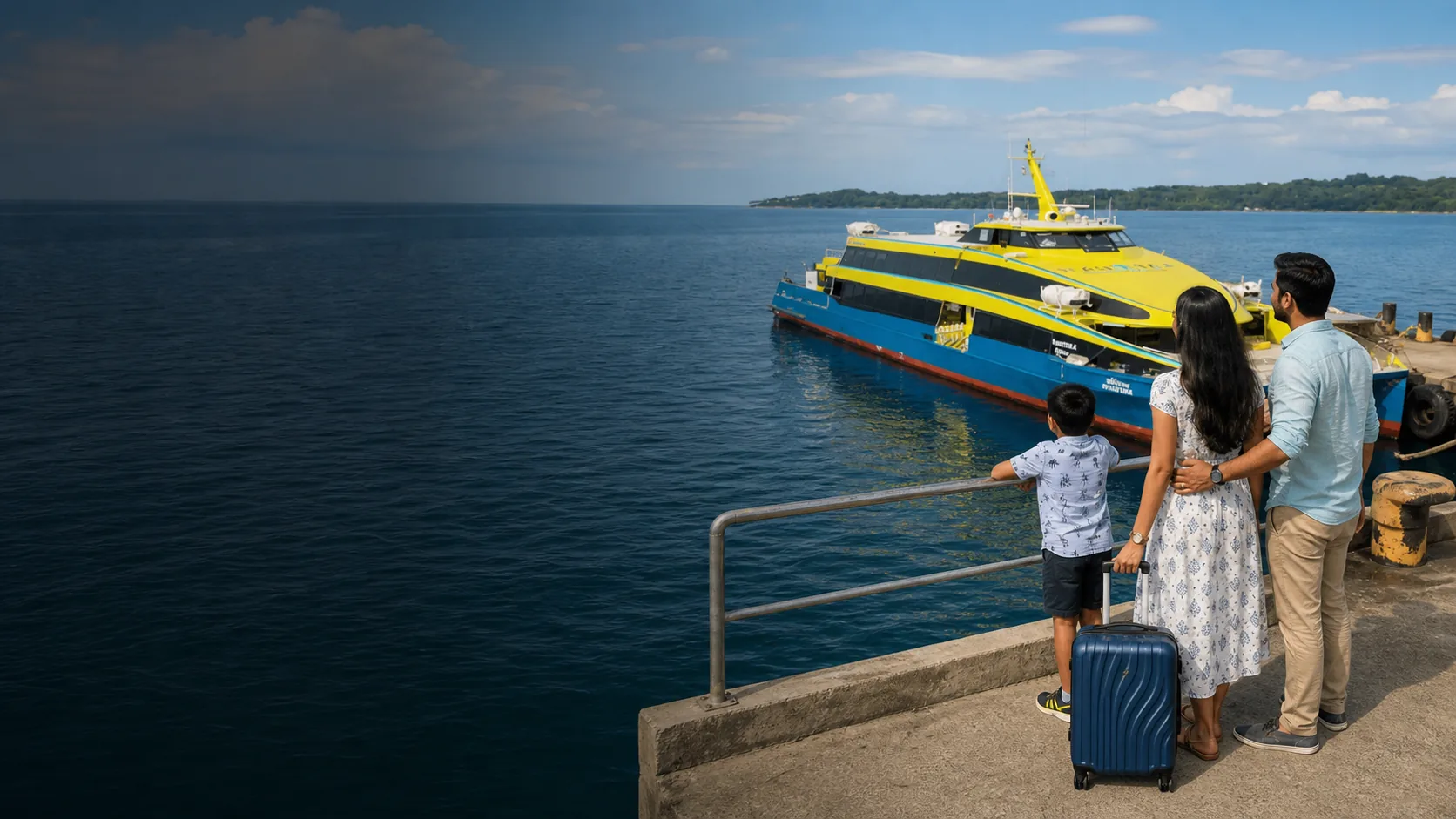 Family travelling on an Andaman ferry