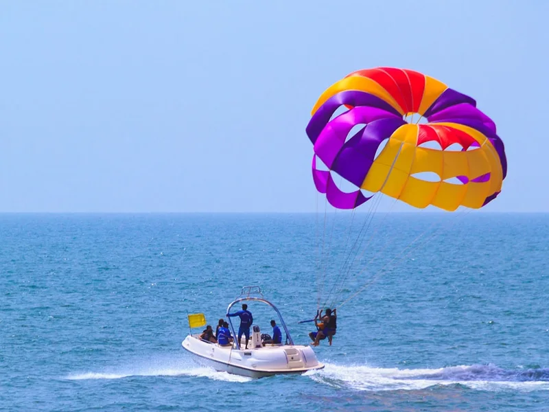 Parasailing canopy above a boat