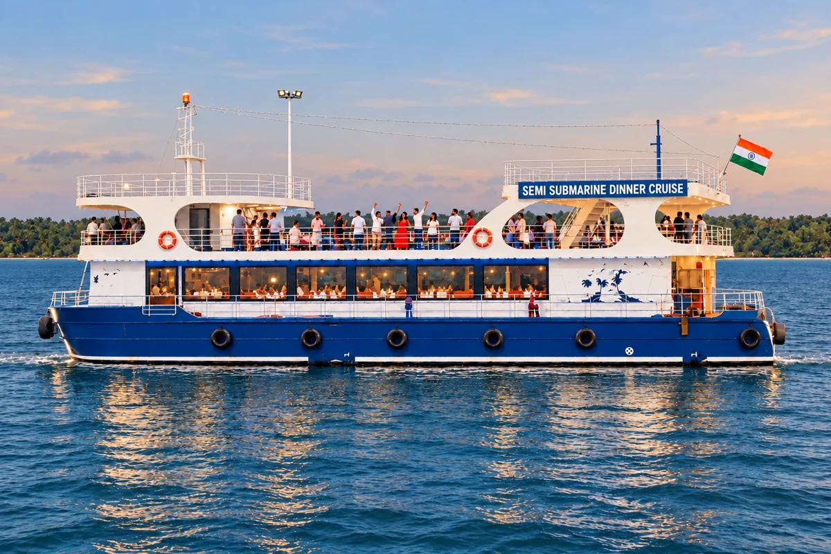 Illustrative early-evening view of the cruise vessel